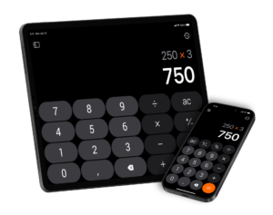 Smart Calculator ₊ app on iPhone showing standard / basic and scientific calculator screens