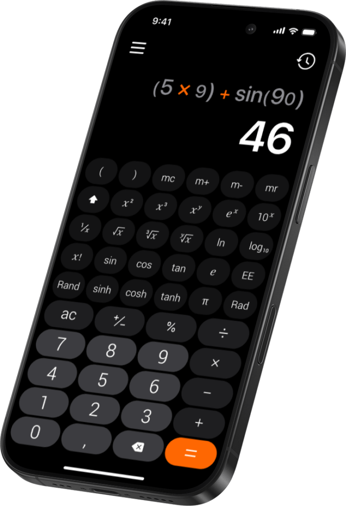 Calculator₊ scientific calculator on iPhone with trigonometric ( trig ) logarithmic (log ) and power functions